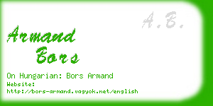 armand bors business card